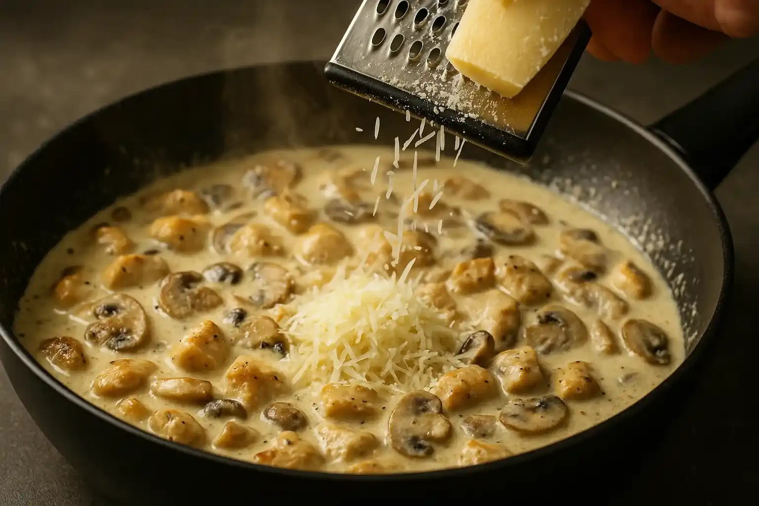 مرحله پنجم طرز تهیه پاستا ایتالیایی: پخت سس آلفردو