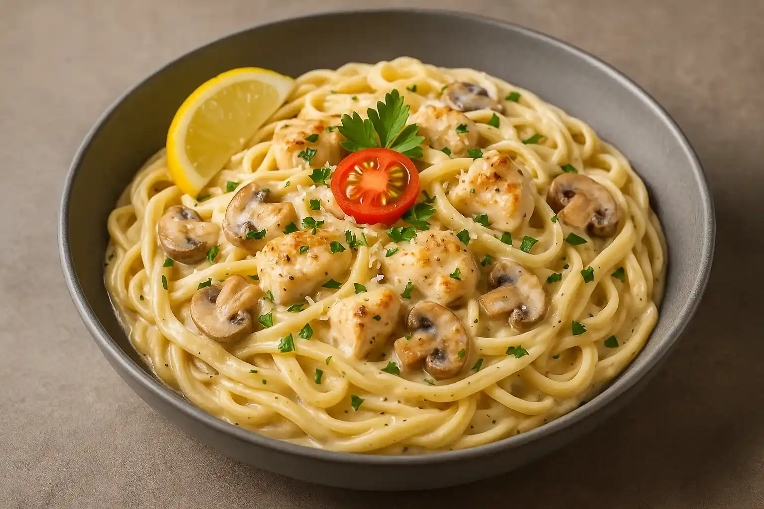 مرحله آخر طرز تهیه پاستا آلفرو : سرو و تزئین