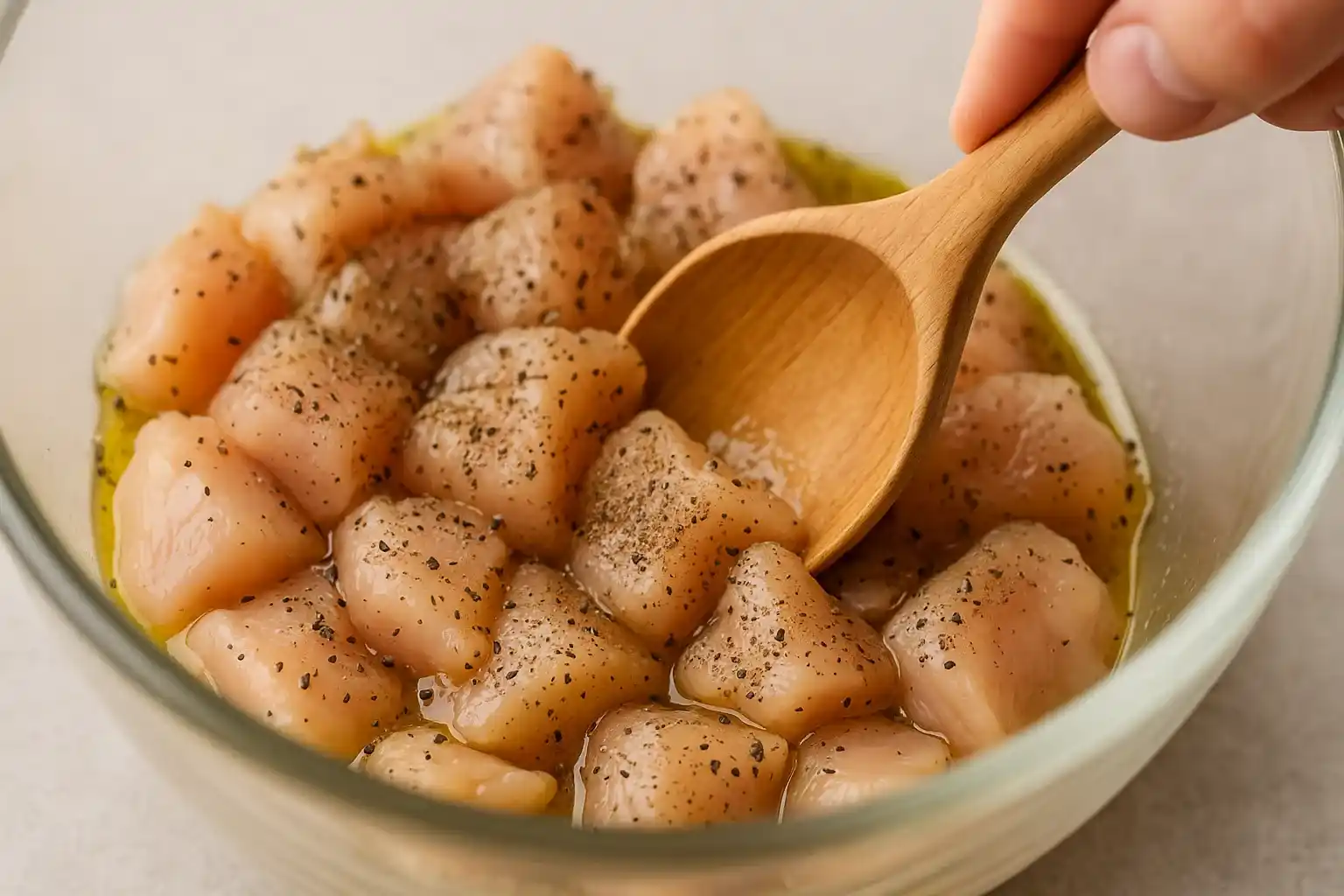 تصویر مزه دار کردن سینه مرغ مرحله اول طرز تهیه پاستا آلفردو ایتالیایی